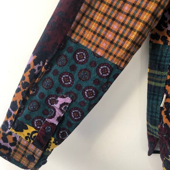 Urban Outfitters Men's Hooded Patterned Corduroy Overshirt Multicolor Size M - Picture 8 of 9